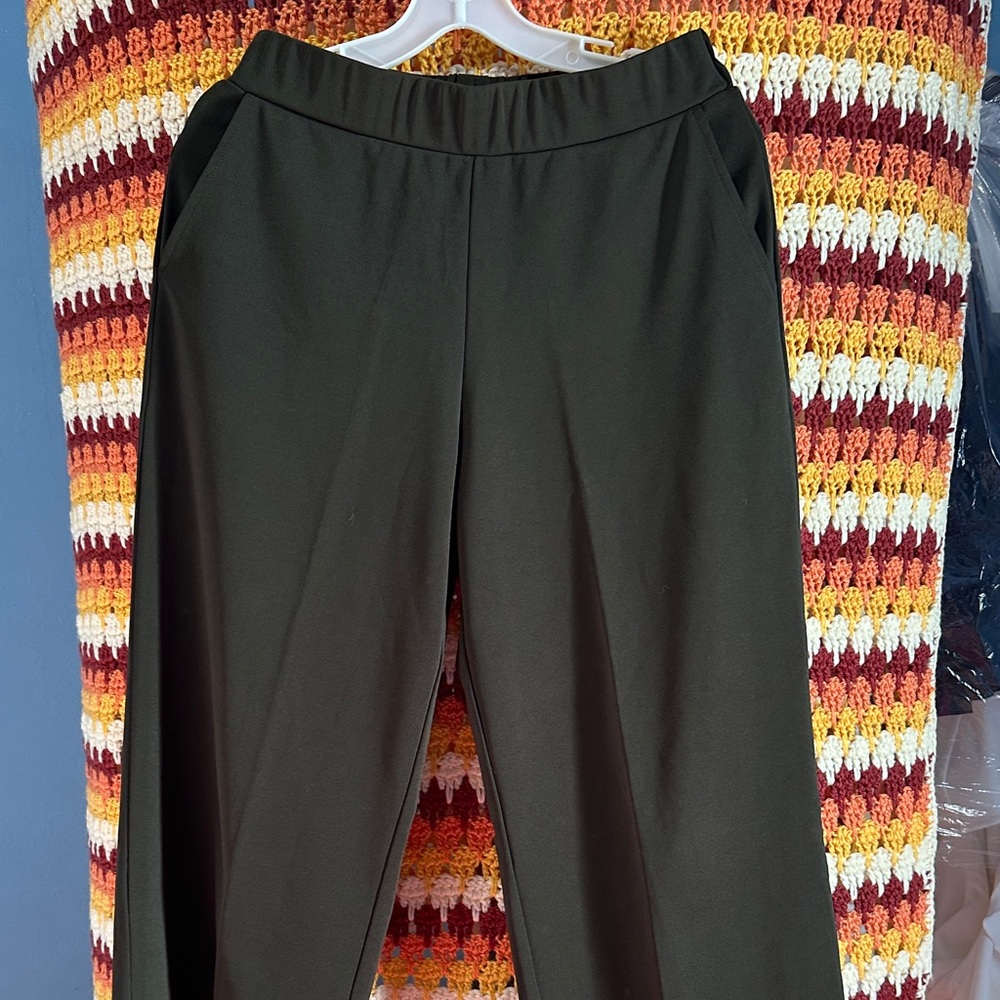 Olive Green Wide-Leg Pants
